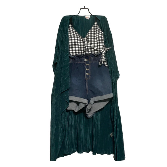 LuLaRoe Emerald Green Ribbed Seashell Duster – Size M - Picture 2 of 4